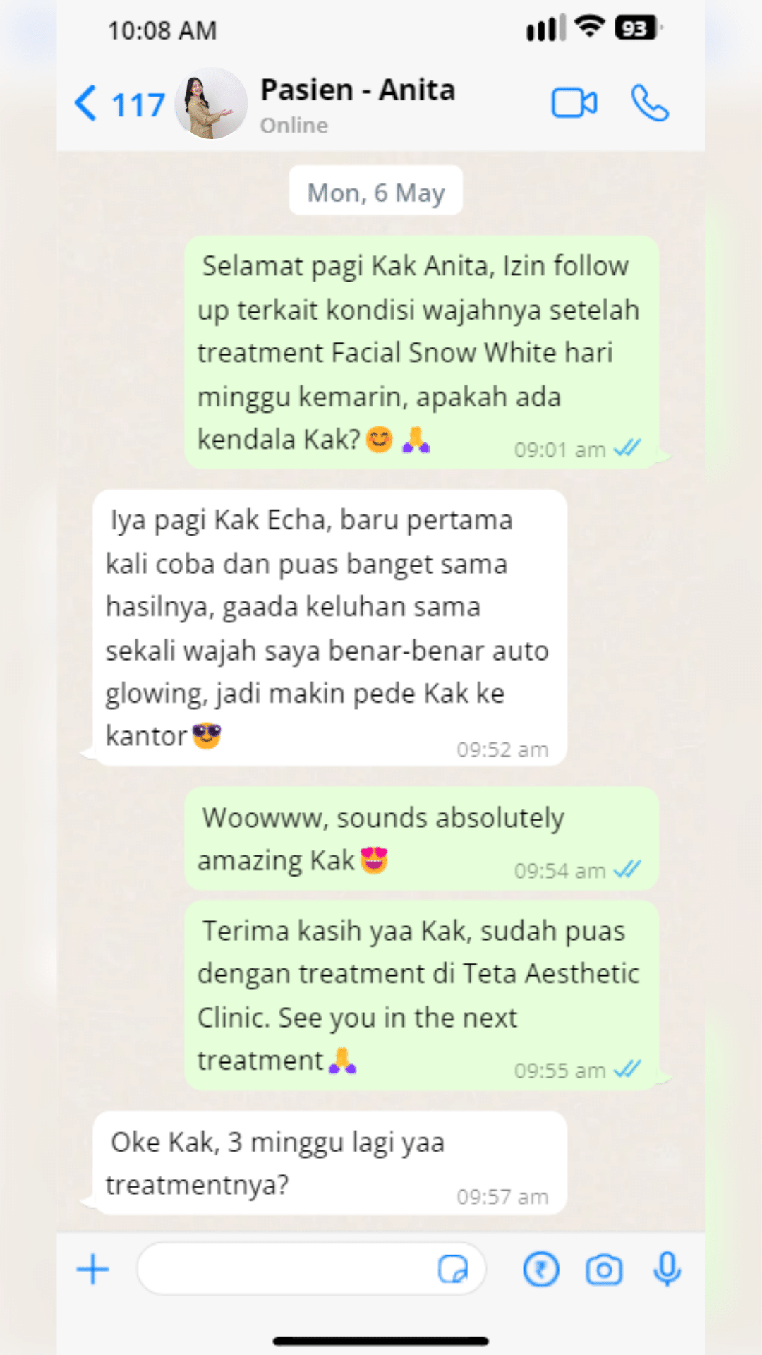 Testimoni Facial Snow White